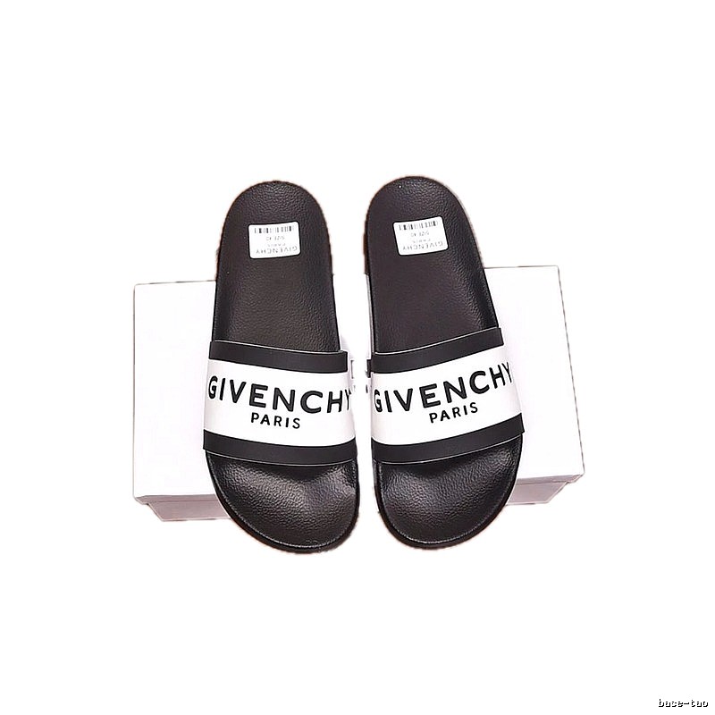 Givenchy Letter Printed Streetwear-style Black and White Slides