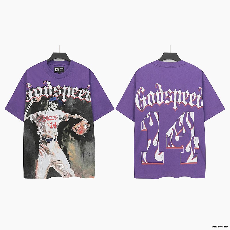 Godspeed Baseball Skull Street Style Purple T-shirt