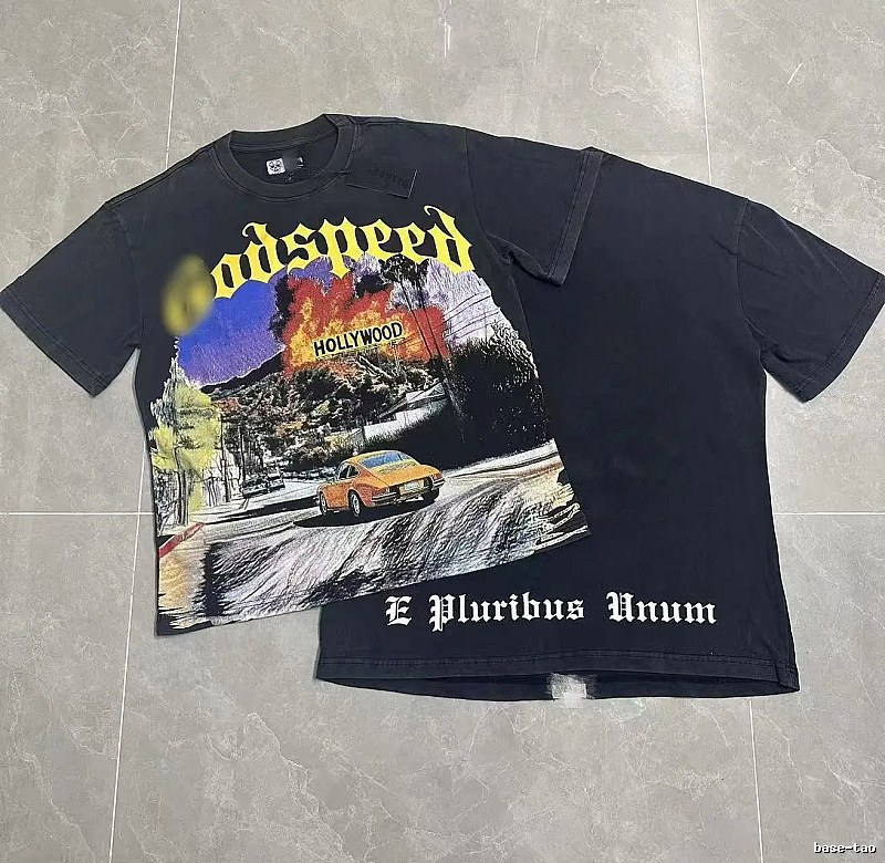 Godspeed Hollywood Print Vintage Black T-Shirt