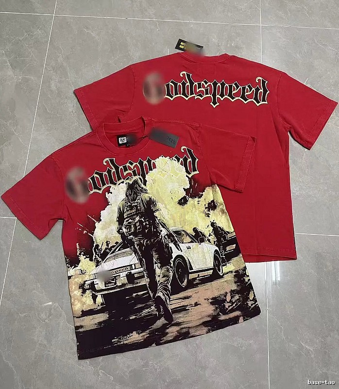 Godspeed Printed Street Style Red Short-sleeve T-Shirt