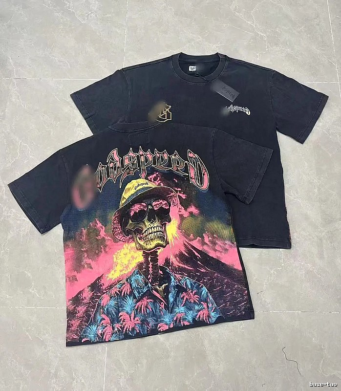 Godspeed Skeleton Print Vintage Black T-Shirt
