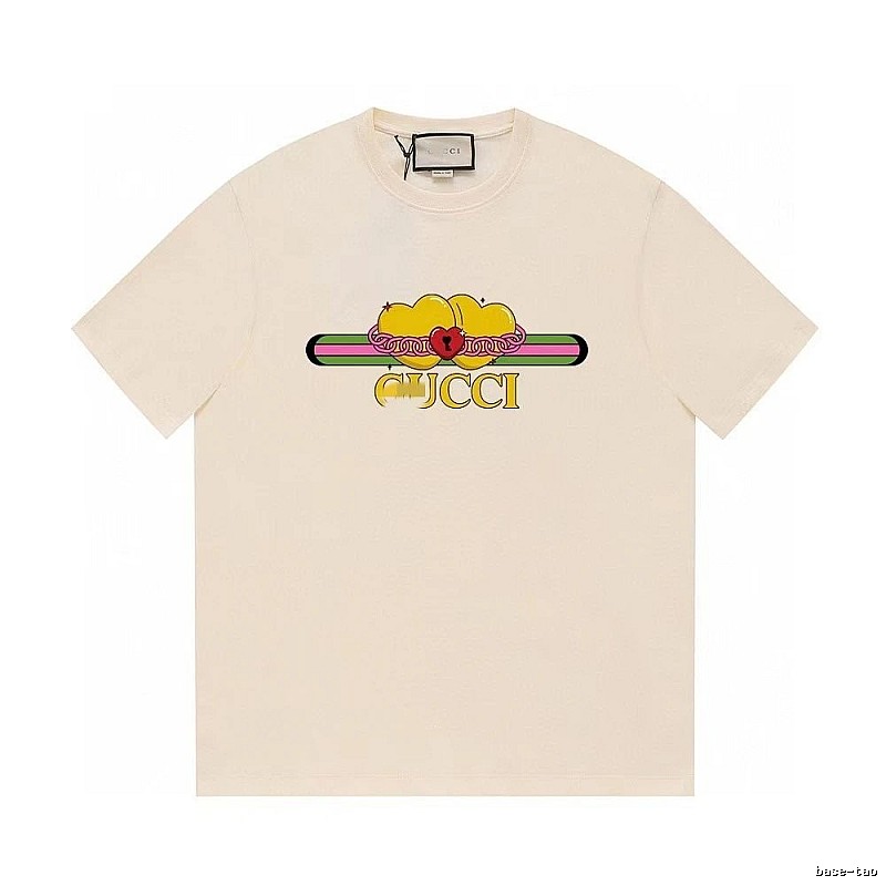 Gucci Double Heart Print Casual Style Off-White T-Shirt