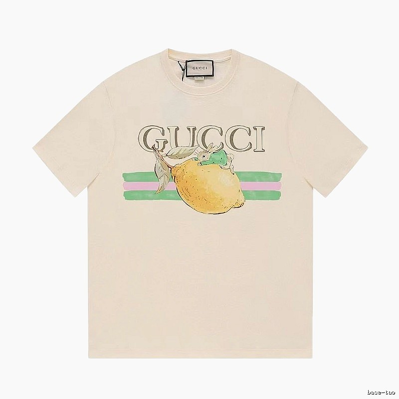 Gucci Lemon Print Casual Style Off-white Short-sleeve T-shirt