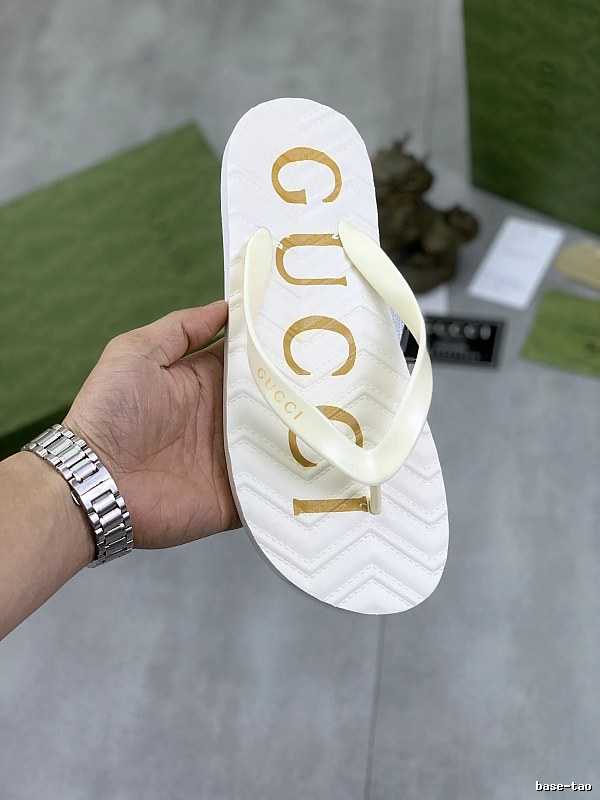 Gucci Letter Print Casual Off-white Flip-flops
