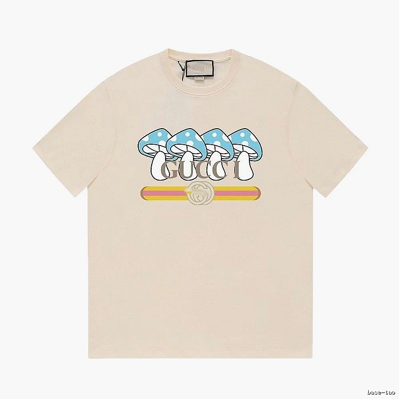 Gucci Mushroom Print Casual Style Off-white T-shirt