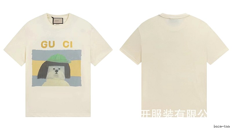 Gucci Puppy Print Casual Style Off-white T-shirt