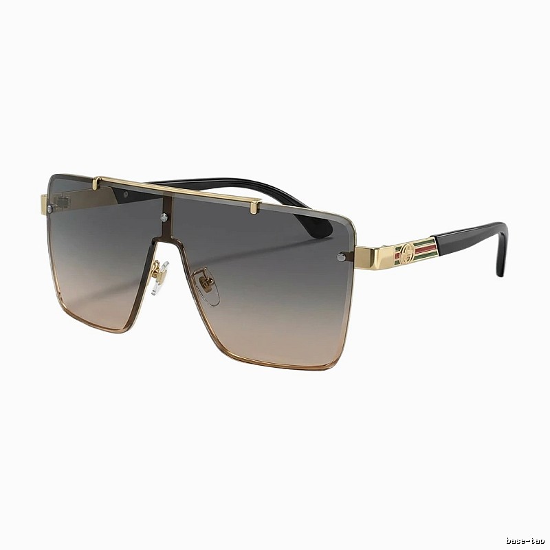 Gucci square - shaped fashionable gold sunglasses