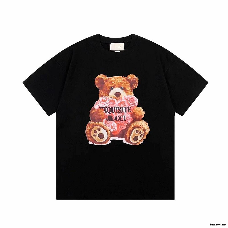Gucci Teddy Rose Print Streetwear Black T-Shirt