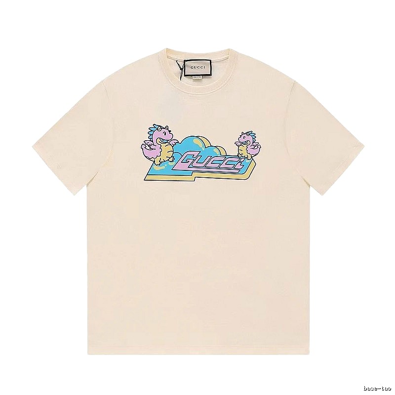 Gucci Year of the Dragon Collection Cartoon Style Off-white Short Sleeve T-shirt