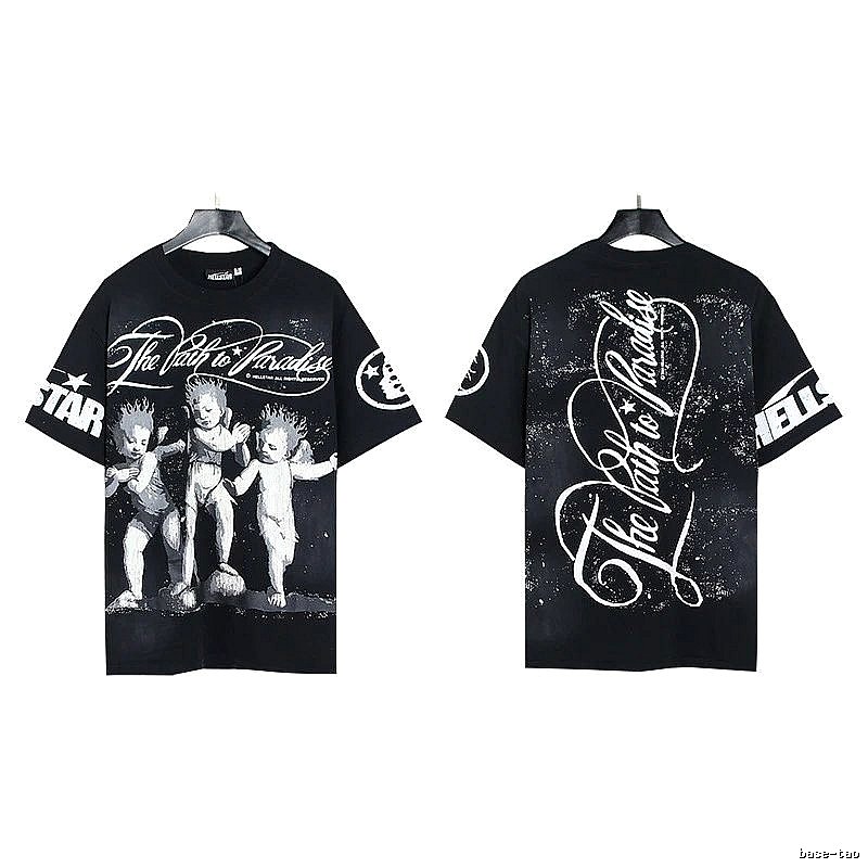 Hellstar Angel Print Street Style Black T-shirt