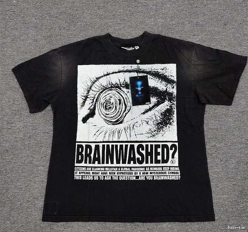 Hellstar Eye Print Street Style Black T-shirt