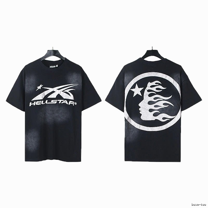 Hellstar Flame Print Street Style Black T-Shirt