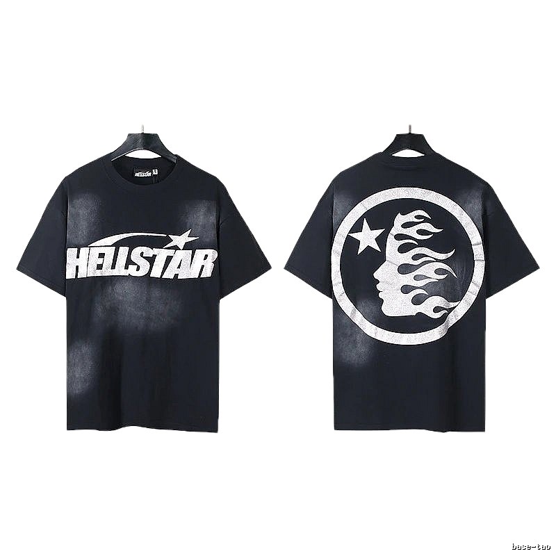 Hellstar Flame Print Street Style Black T-Shirt