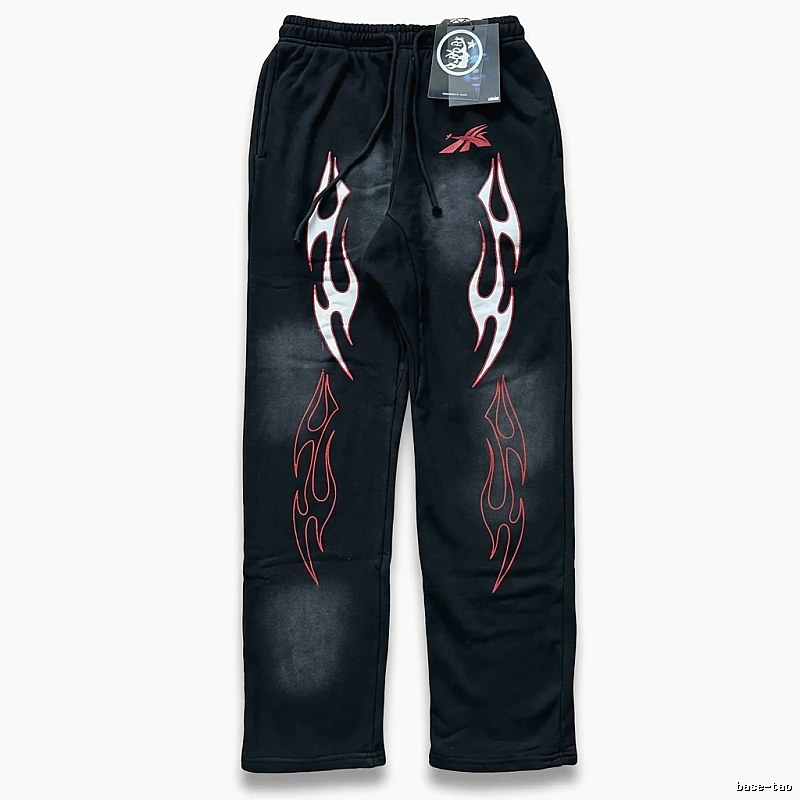 Hellstar Flame Wind Black Sweatpants