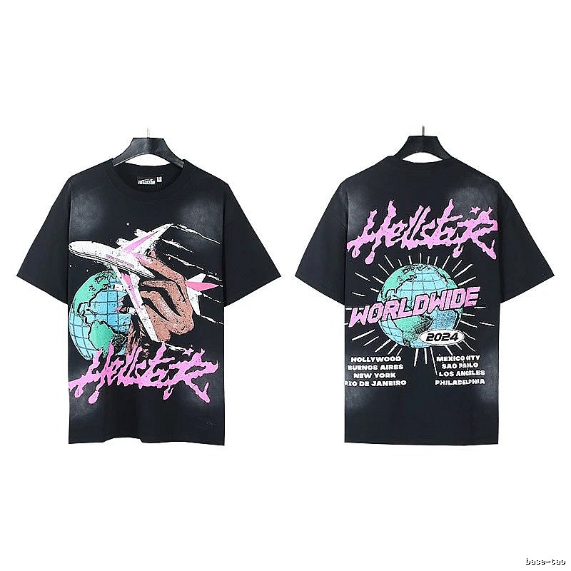 Hellstar Global Print Street Style Black T-Shirt