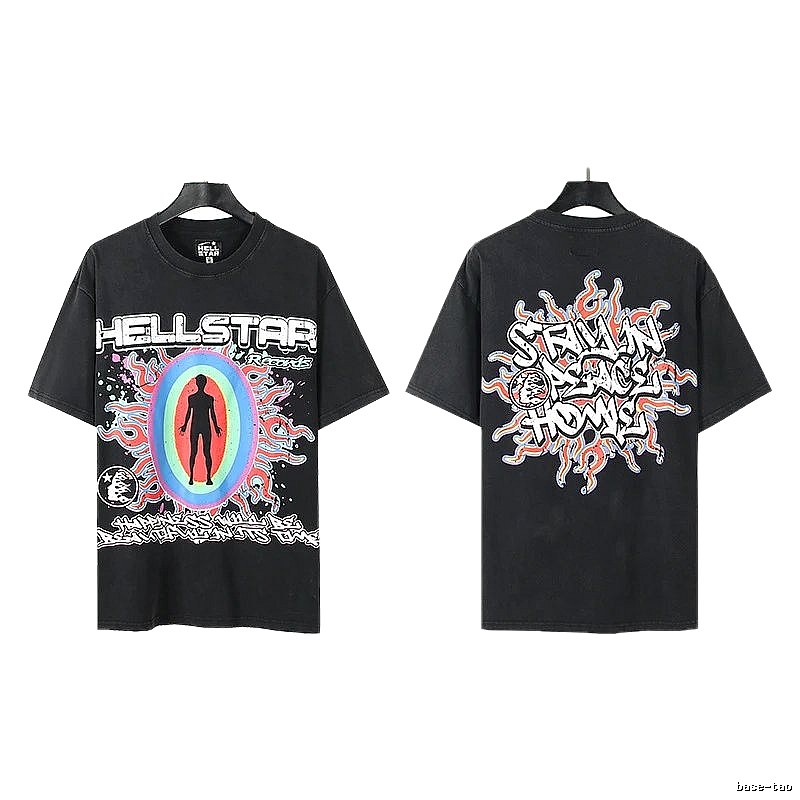 Hellstar Human Figure Print Street Style Black T-Shirt