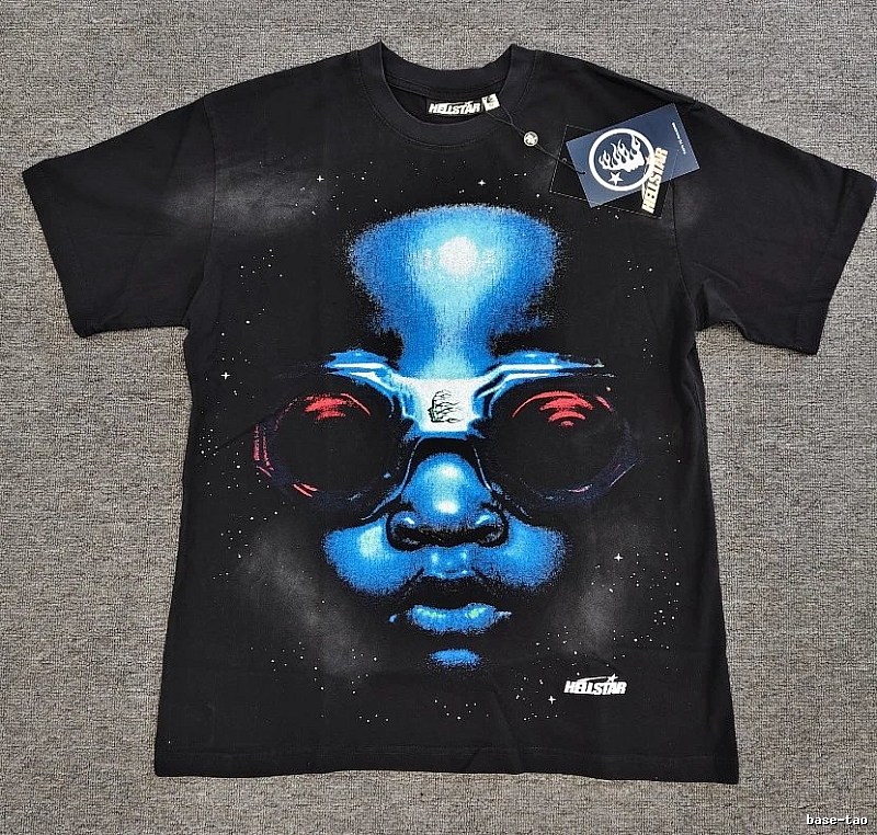 Hellstar Portrait Print Street Style Black T-Shirt
