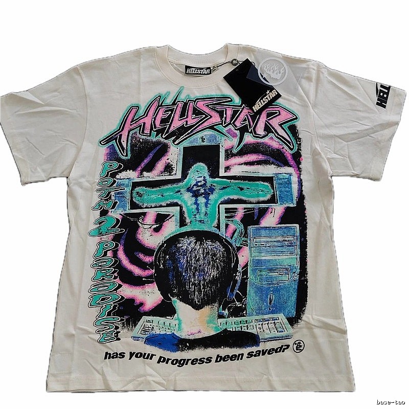 Hellstar Printed Y2K Street Style Off-white Short-sleeve T-shirt
