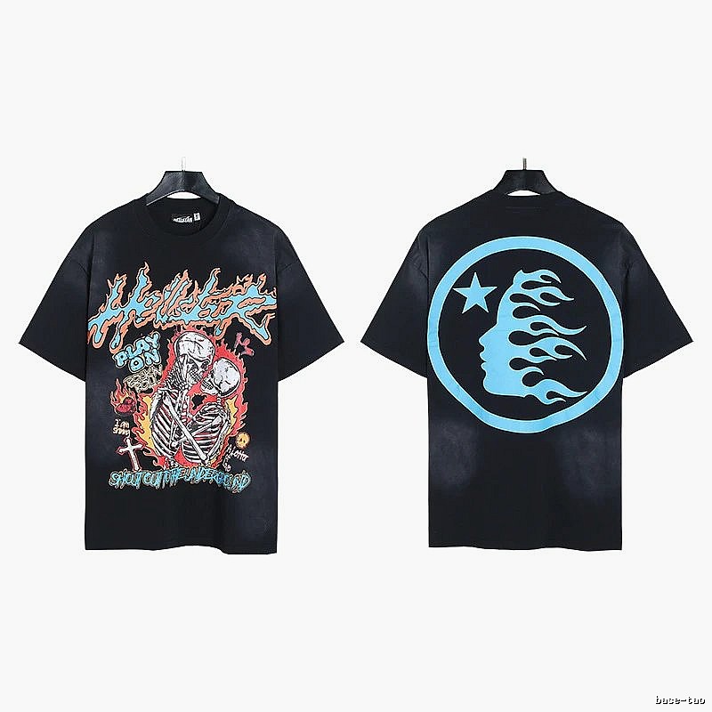 Hellstar Skull Print Street Style Black T-Shirt