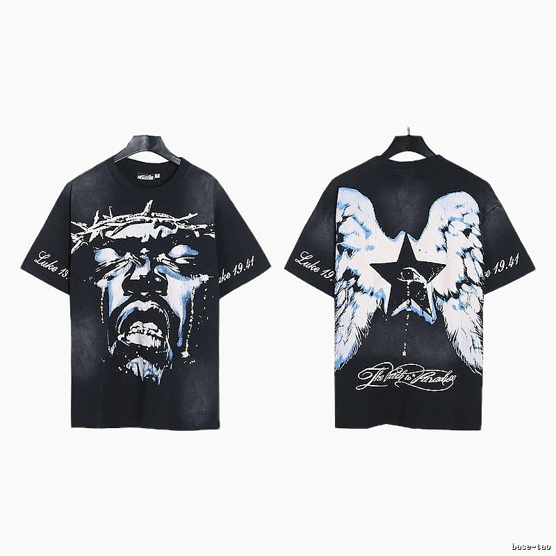 Hellstar Thorn Portrait Street Style Black Short-sleeve T-shirt