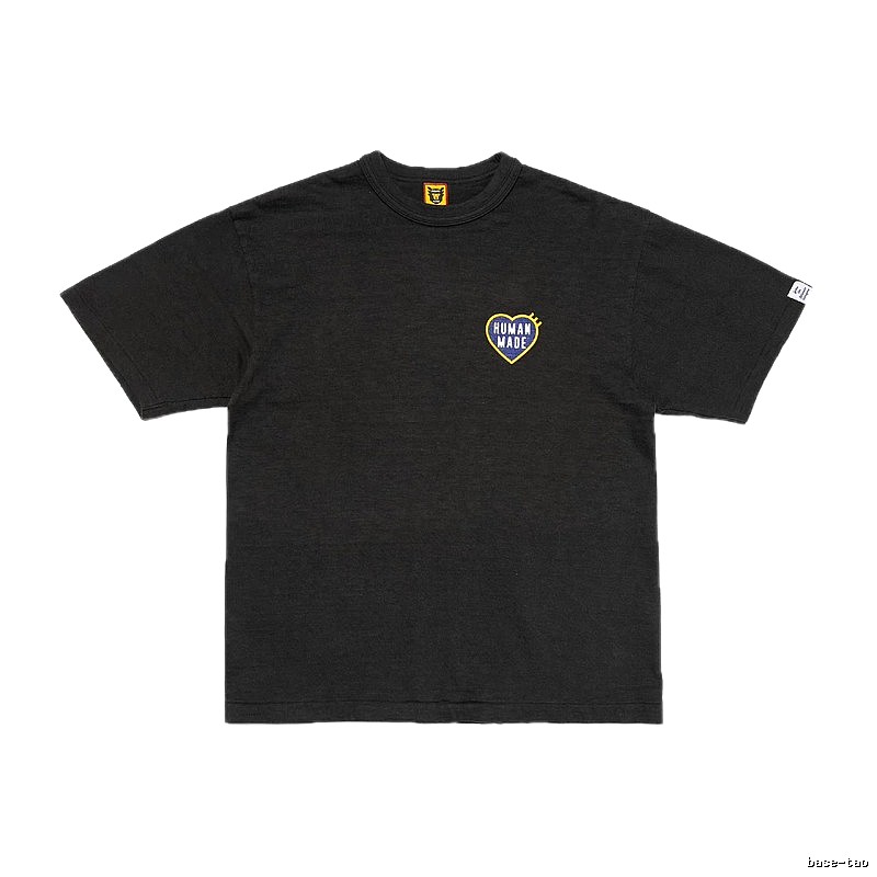 HUMAN MADE Heart Embroidered Japanese Streetwear Black T-Shirt