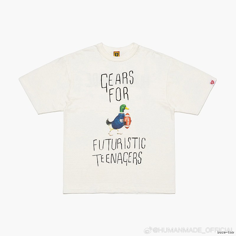 HUMAN MADE Japanese Streetwear Green Duck Printed Off-white T-shirt