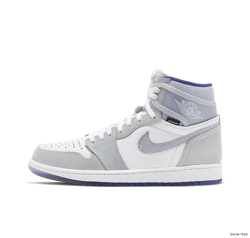 Jordan AJ1 High-Top Grey and White Trendy Sneakers