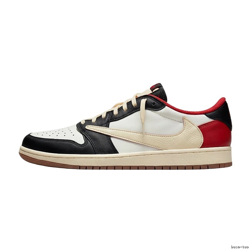 Jordan AJ1 Trendy Black-White-Red Athletic Shoes