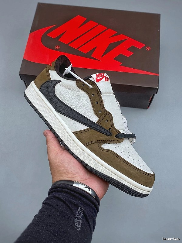 Jordan Brown and White Reverse-Swoosh High-Tops Highlighting Layered Side Wings