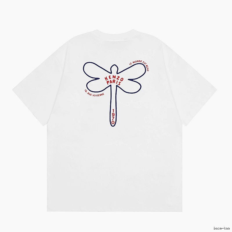 KENZO Dragonfly Print Casual White T-Shirt
