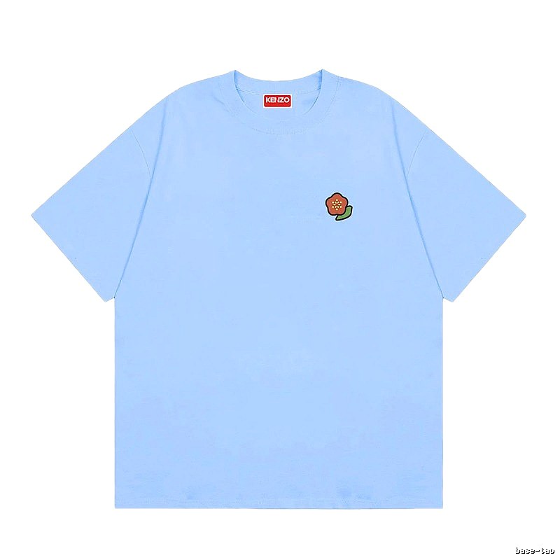 KENZO Embroidered Small Flower Casual Style Light Blue T-Shirt