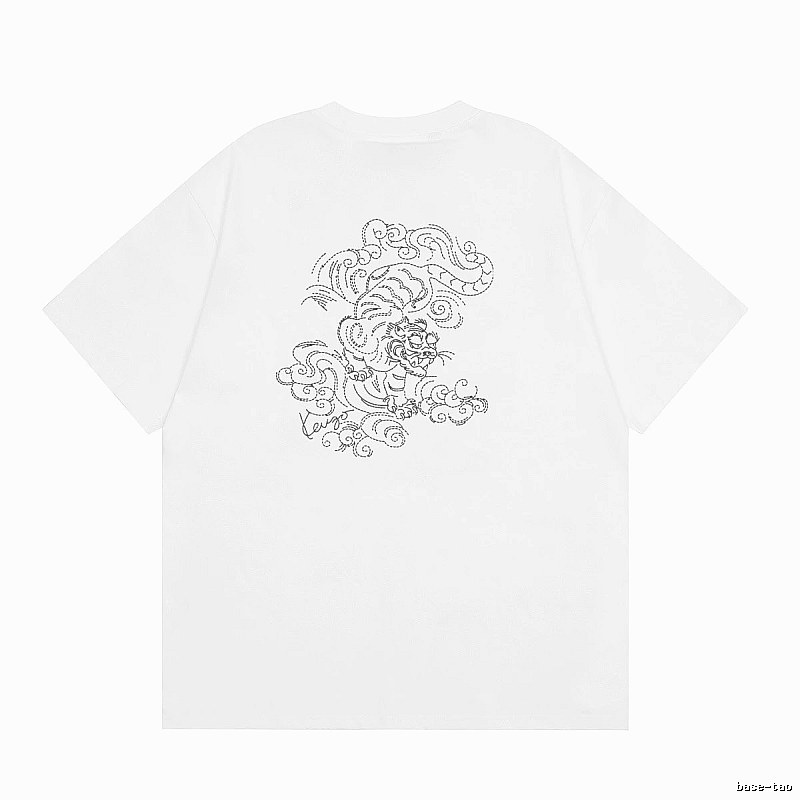 KENZO Line-drawn Tiger Chinese Style White Short-sleeve T-shirt