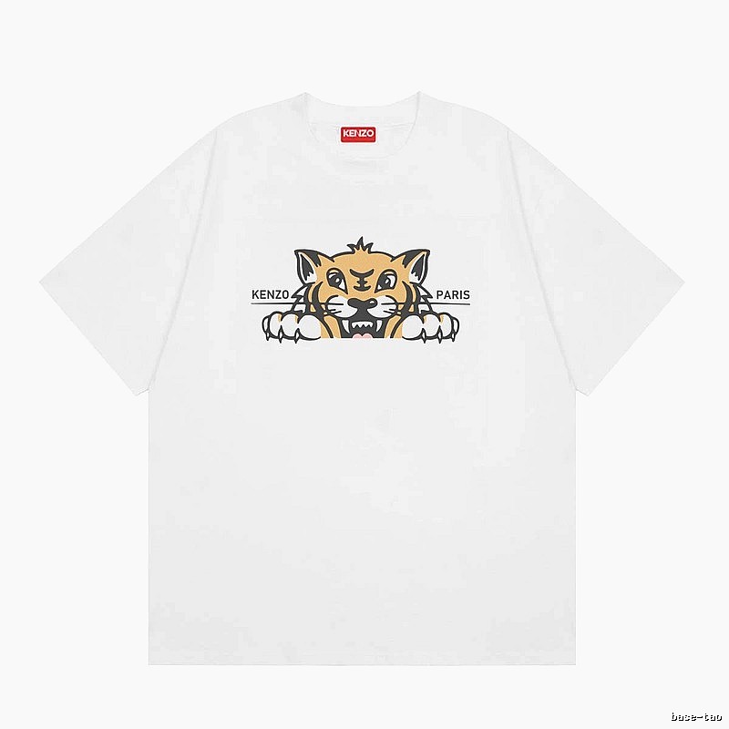 KENZO Tiger Head Series Casual Style White T-Shirt