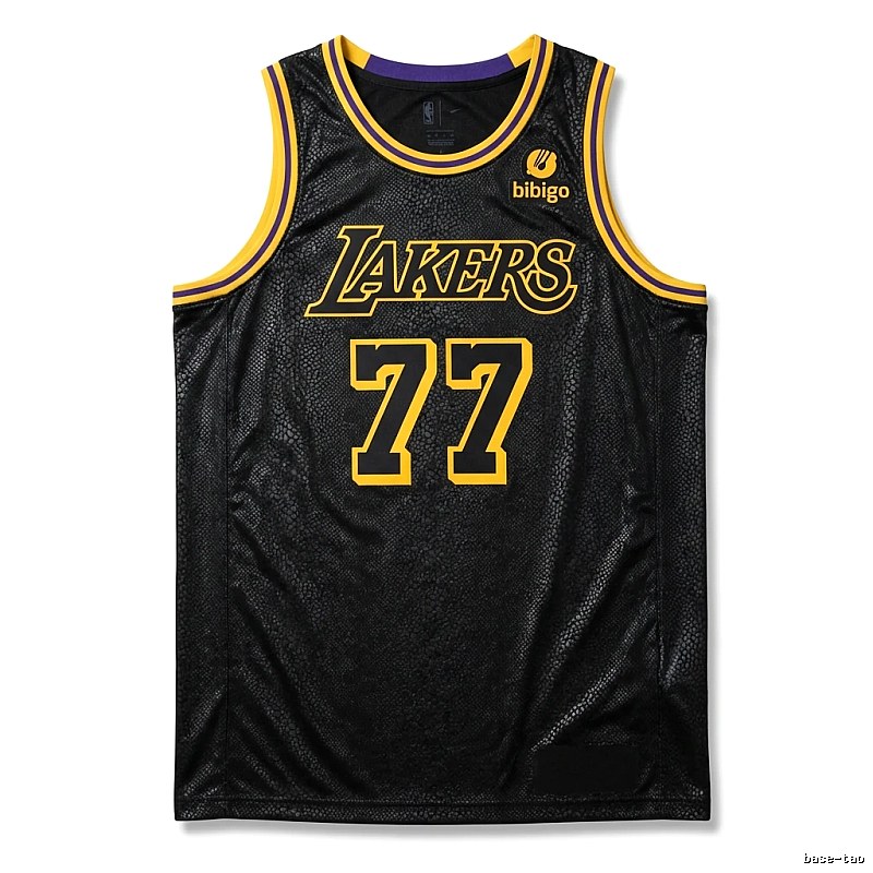 Lakers No. 77 black and yellow basketball uniform