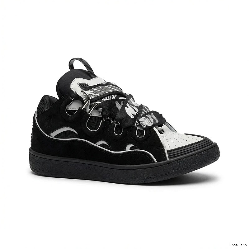 LANVIN retro-style black-and-white canvas shoes