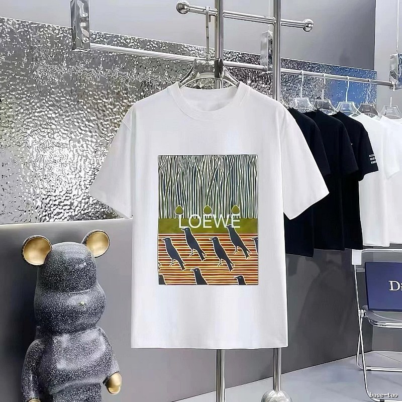 LOEWE Crow Print Streetwear-Style White T-Shirt