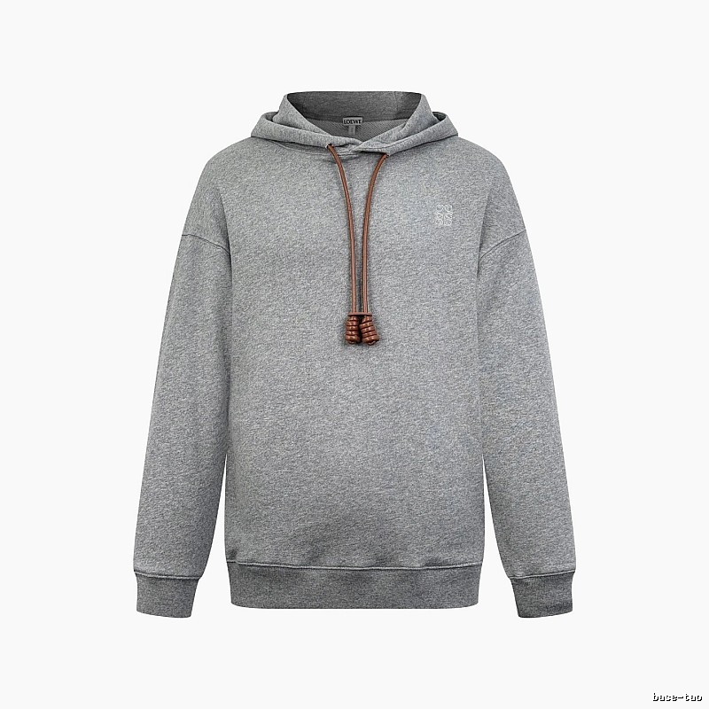 LOEWE Gray Hoodie with Drawcord Detail Hoodie for Travel Look