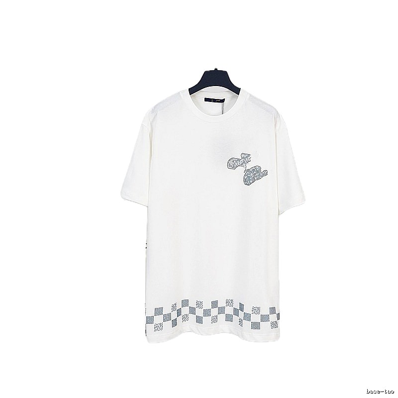 Louis Vuitton Checkerboard Casual Style White T-Shirt