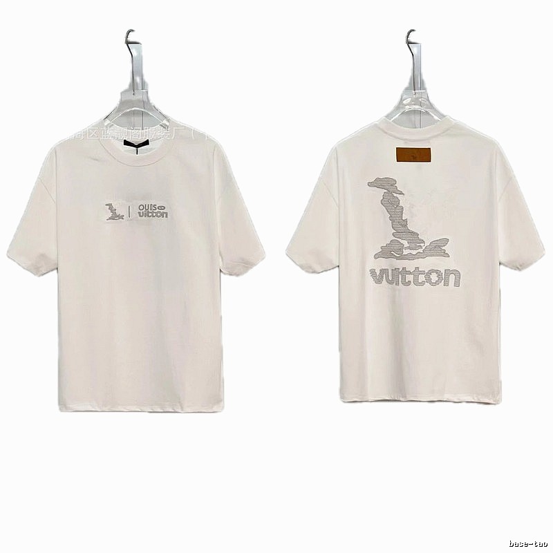 Louis Vuitton Embroidered Casual Style White T-Shirt