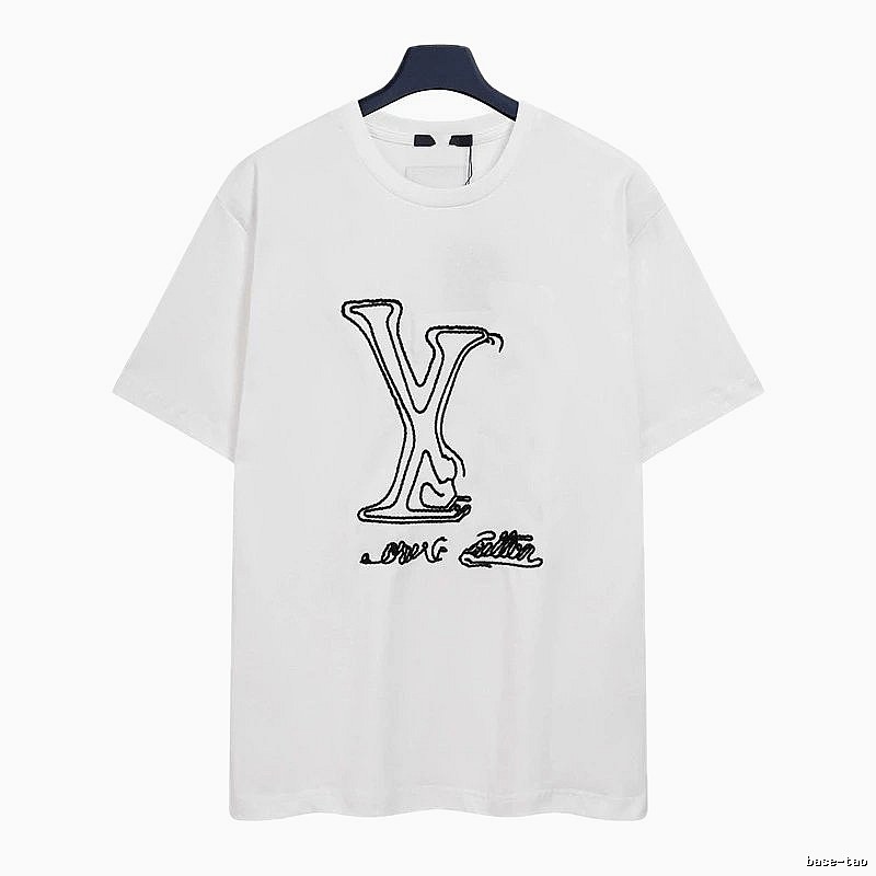 Louis Vuitton Embroidered Trendy Style White Short-sleeve T-shirt