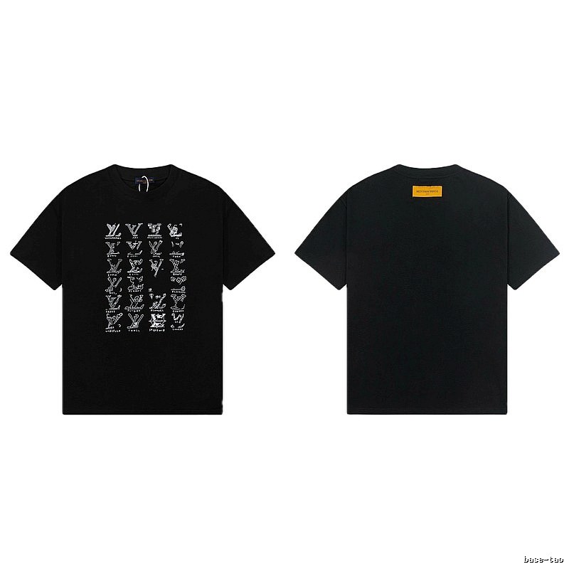 Louis Vuitton Graffiti Trend Style Black Short Sleeve T-Shirt