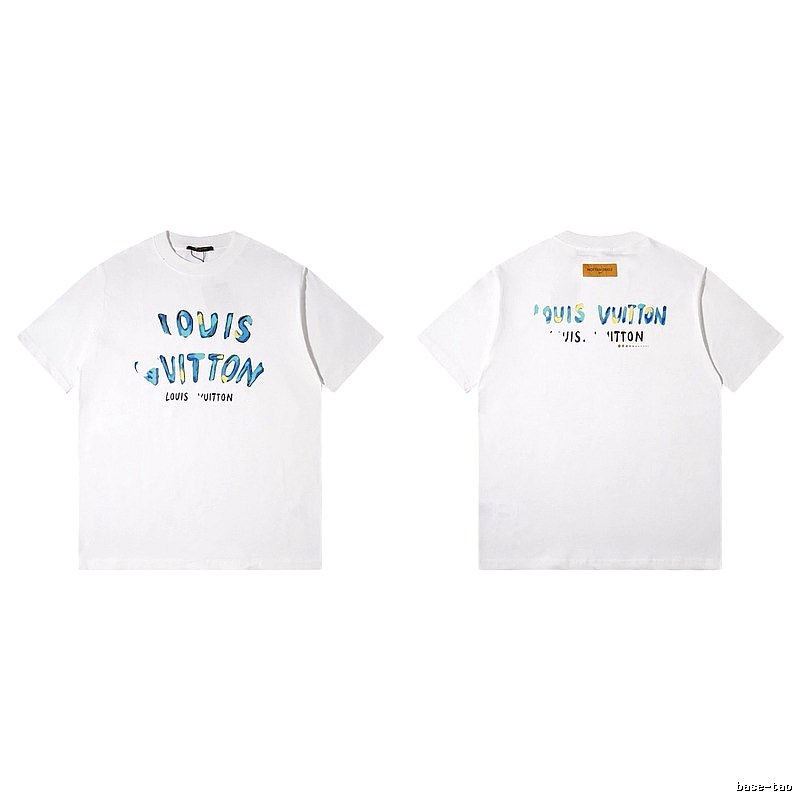 Louis Vuitton Hand-painted Graffiti Casual Style White T-shirt