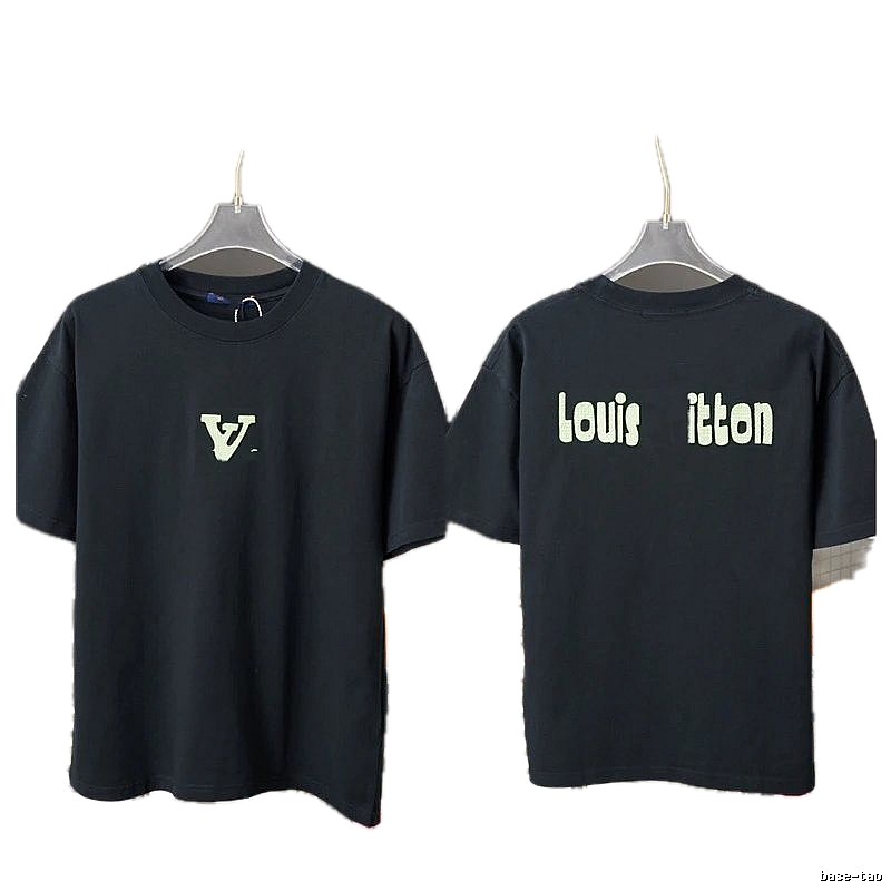 Louis Vuitton Letter Print Casual Style Black T-Shirt