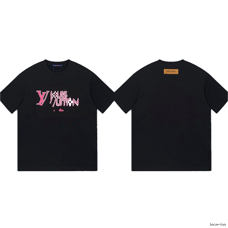 Louis Vuitton Letter Print Trendy Style Black T-shirt