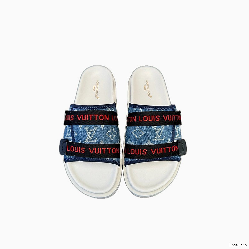 Louis Vuitton Monogram Casual Style Blue and White Slippers