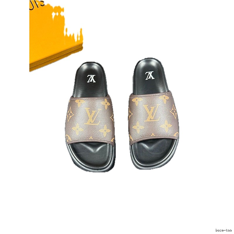 Louis Vuitton Monogram Light Luxury Style Brown Slides