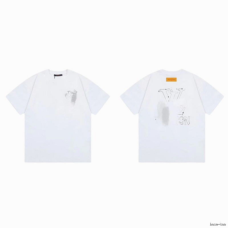 Louis Vuitton Trendy Line-drawing Style White Short-sleeve T-shirt