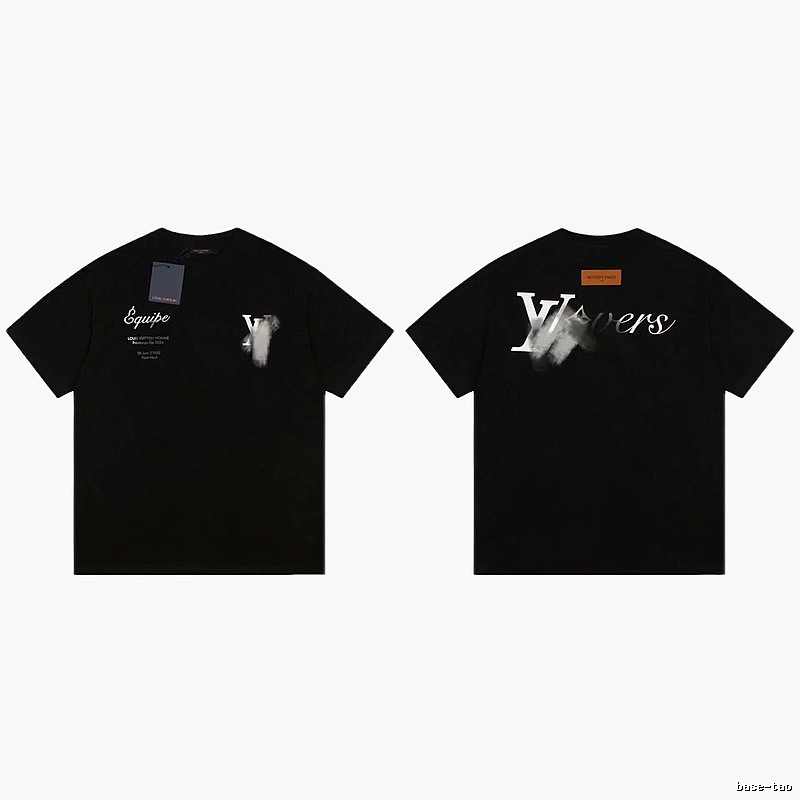 Louis Vuitton Trendy Printed Black Short-sleeve T-shirt