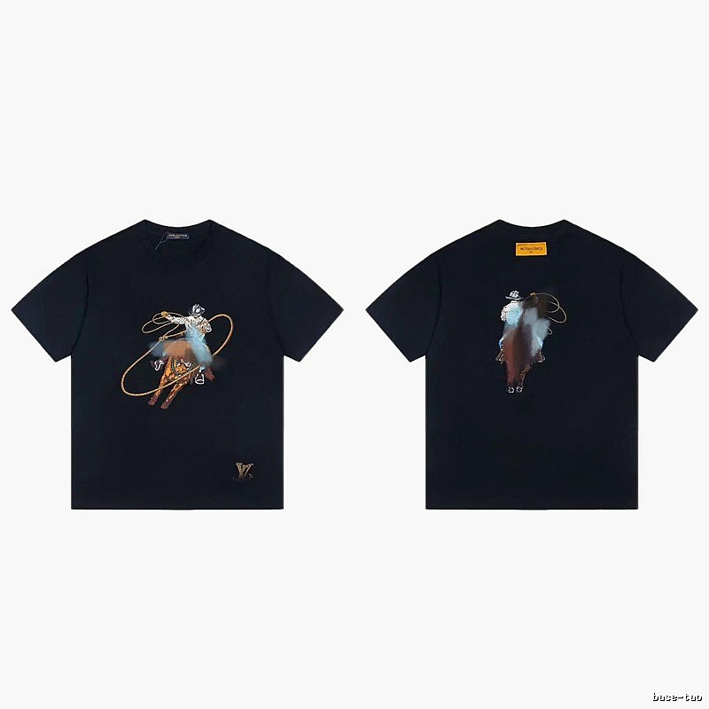 Louis Vuitton Western Cowboy Vintage Style Black T-Shirt