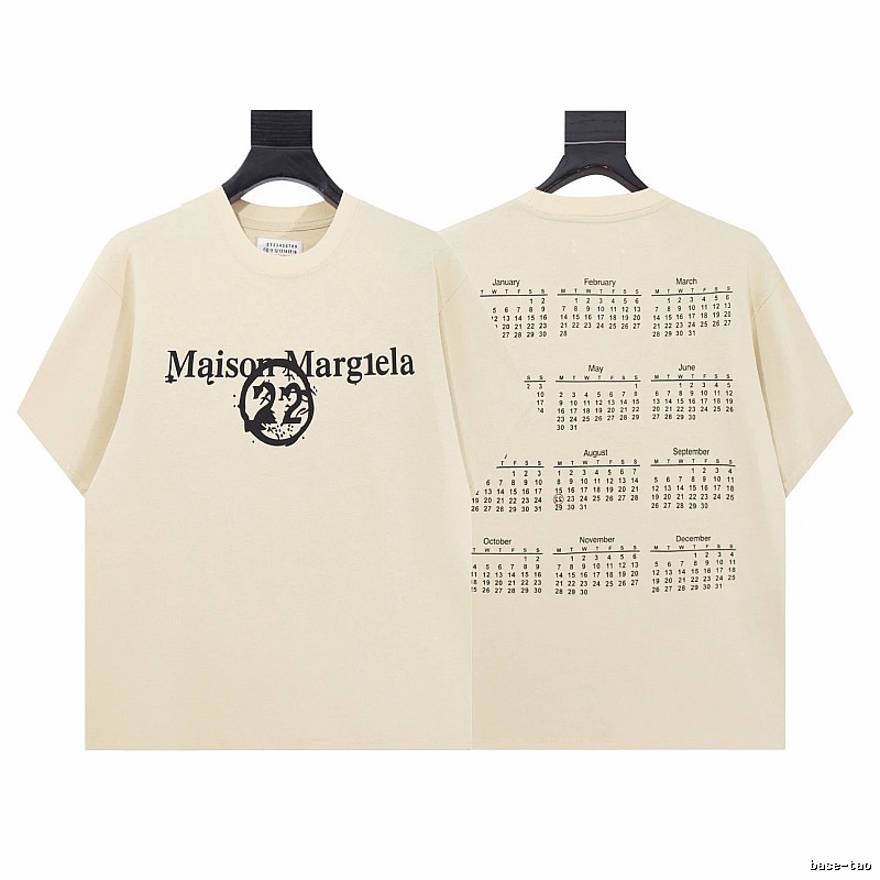 Maison Margiela Calendar Print High Street Style Beige T-Shirt
